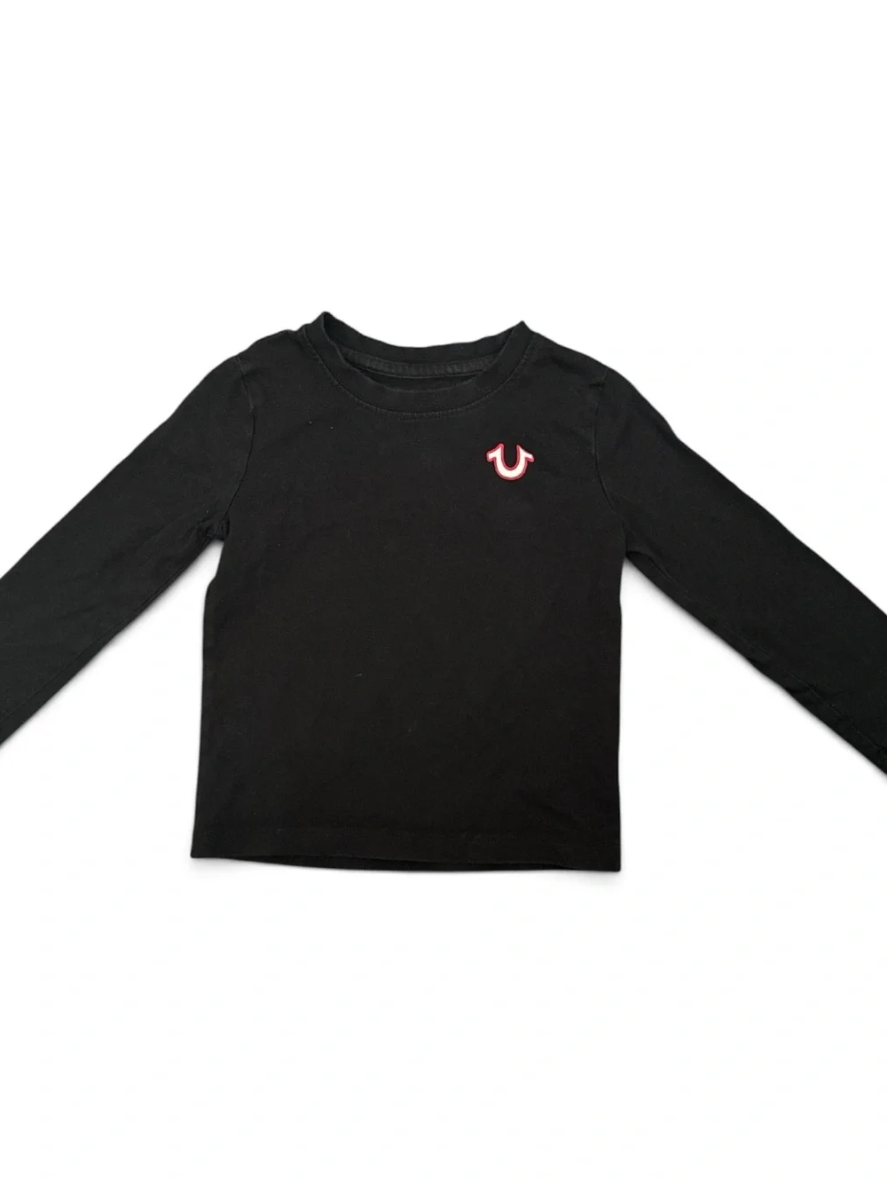 True Religion Kids Black Long Sleeve Tee with Red-Outlined Logo